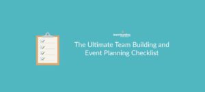 Free team building and event planning checklist banner with clipboard ticking off list